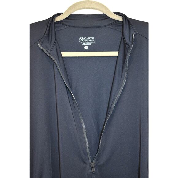 Carve Designs Rashguard Medium Navy Blue Long Sleeve Swim Top Sun Protection Zip - Picture 6 of 9